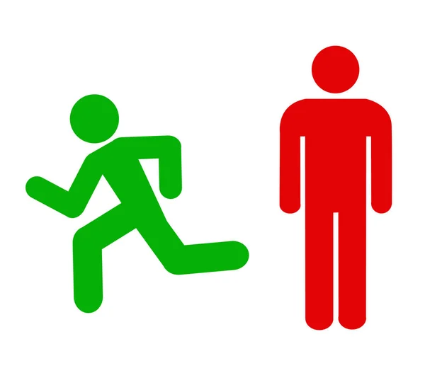 Hombre corriendo y un icono de hombre de pie — Archivo Imágenes Vectoriales