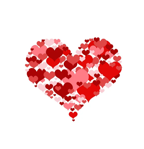 Ilustración vectorial con corazones de amor rojos — Vector de stock