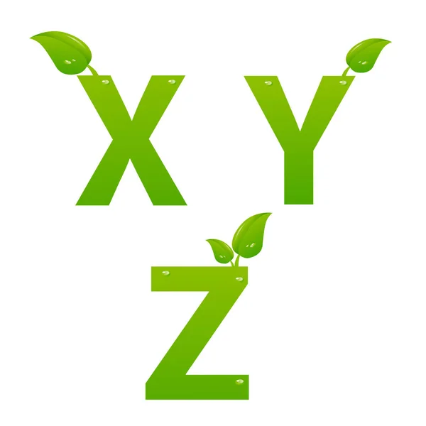 Wektor zestaw zielony eco, liść logo litery z — Wektor stockowy