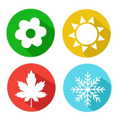Vektör mevsim simgeler kümesi. Kış, Bahar, yaz, sonbahar.
