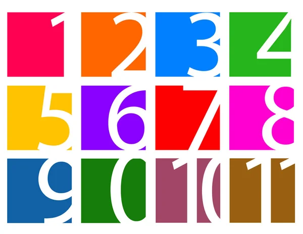 Colorful set of numbers isolated on white — Stock Vector