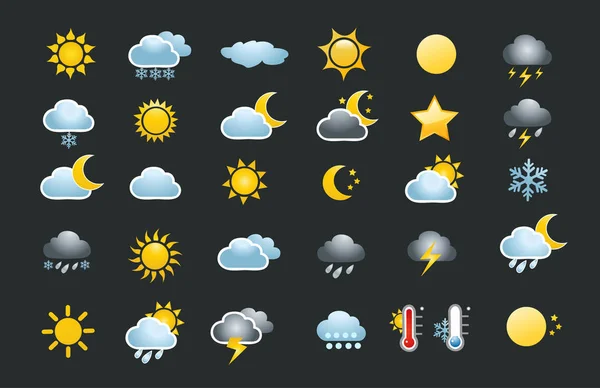 30 icônes météo ensemble — Image vectorielle