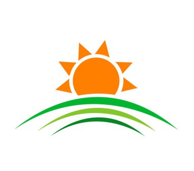 Güneşin doğuşunun vektör illüstrasyonu 