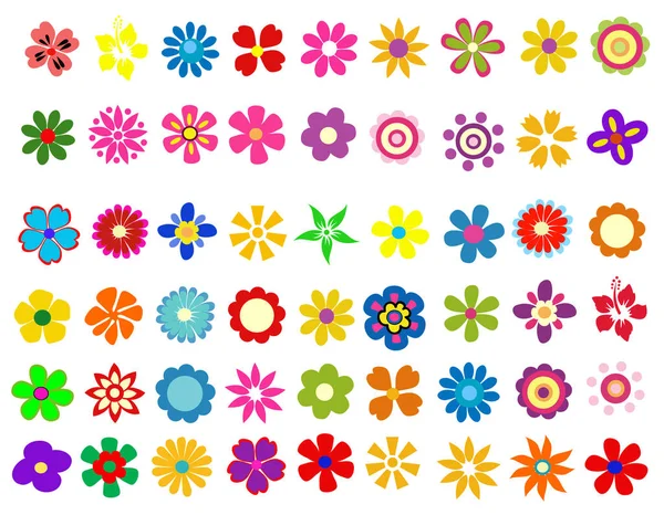 रंगीत वसंत ऋतु फुले वेक्टर स्पष्टीकरण — स्टॉक व्हेक्टर