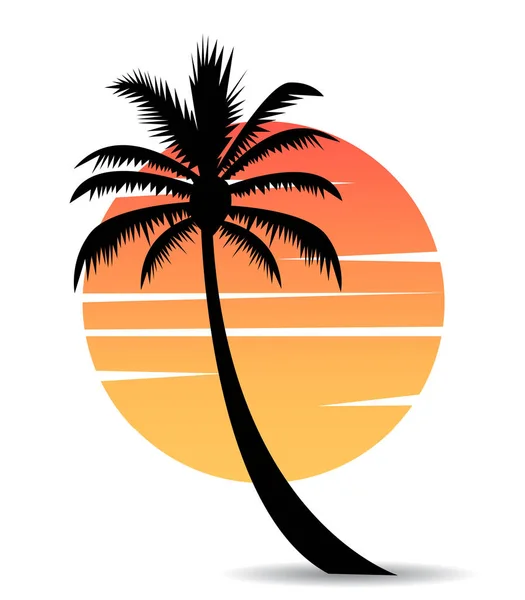 Palm tree image with sun — Stock Vector