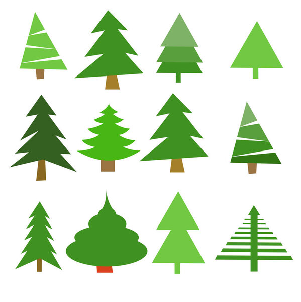 Christmas trees set vector illustration
