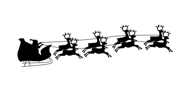 Illustration des fliegenden Weihnachtsmannes und der Weihnachtsrentiere — Stockvektor