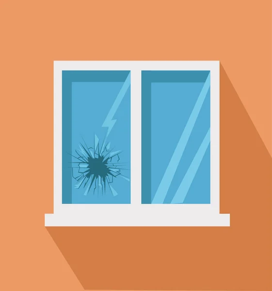Ícone da janela quebrado em estilo plano — Vetor de Stock