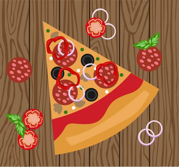 Heiße Salami Pizza Scheiben Vektor Illustration — Stockvektor
