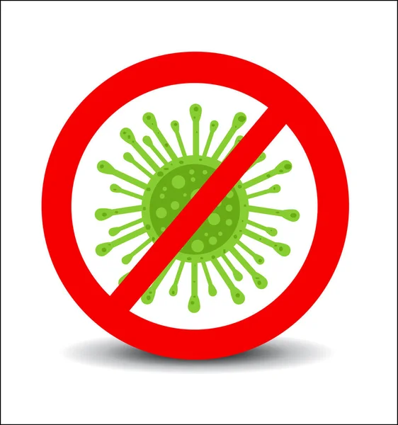 Ícone Coronavírus Com Sinal Proibição Vermelho — Fotografia de Stock