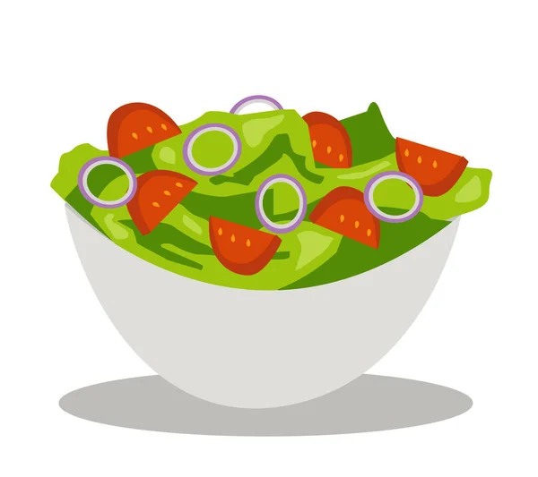 新鲜蔬菜沙拉在灰色陶瓷碗里 — 图库矢量图片