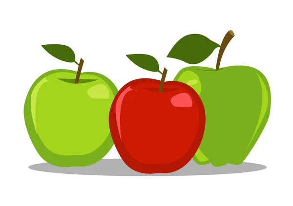 Röd Och Grön Äpple Vektor Illustration — Stock vektor