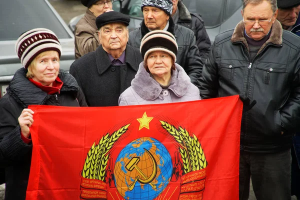 Participants in a street political gathering in honor of the ann — Stock Photo, Image