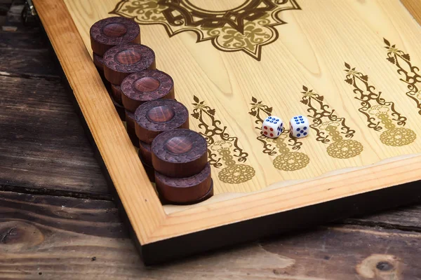 Backgammon table game wood luck  dice — Stock Photo, Image