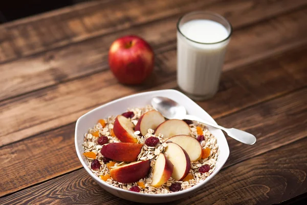 Oats plate with fruits — Stock Photo, Image