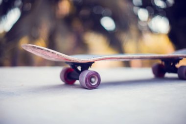 Kaykay pistinde yerde bir kaykay.