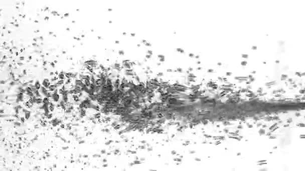 Fluxo de bolhas pretas em água branca . — Vídeo de Stock