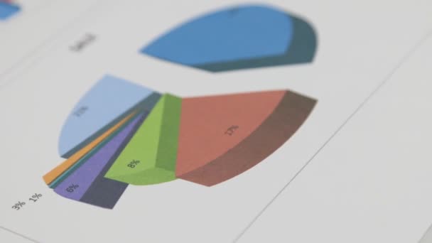 Drehung eines mehrfarbigen Diagramms. Nahaufnahme. Konzeptbild der Datensammlung — Stockvideo