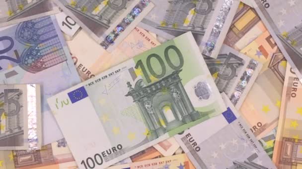 Rotation av en business bakgrund, tillverkad av euron räkningar. — Stockvideo