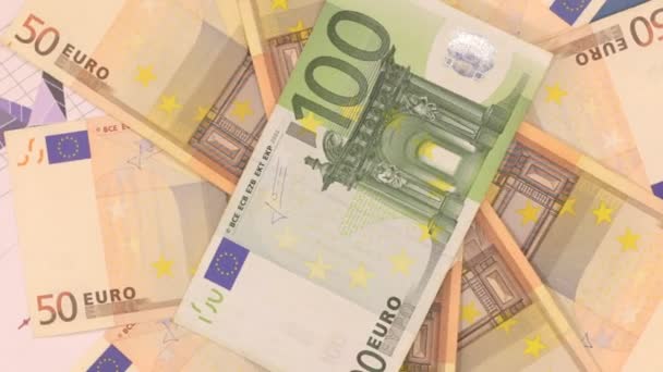 Döndürme dairenin Euro'dan diyagramlar üzerinde yalan dışarı atılır. — Stok video