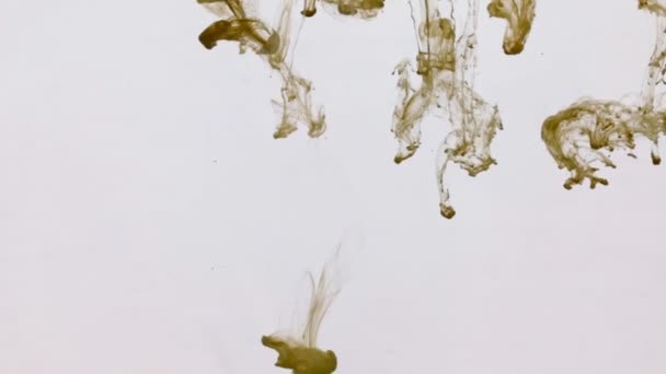 Mooie druppels verf op een witte achtergrond. Abstracte inktbeweging onder water. — Stockvideo