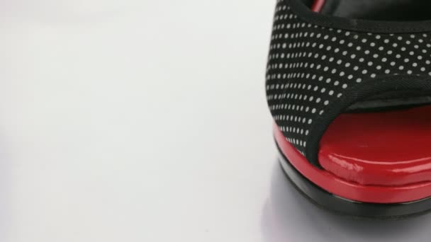 Close-up, of women shoes sock. Shoe elements. Rotation — Stock Video