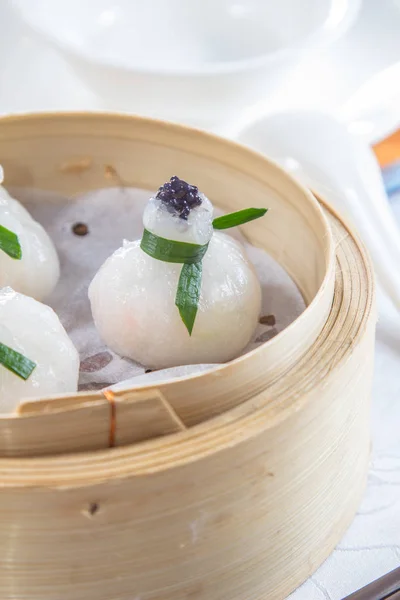 Closeup Dim Sum Bamboo Steamer — 스톡 사진