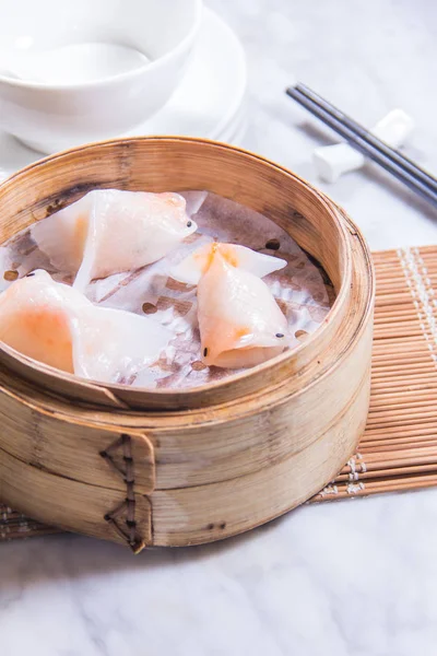 Closeup Dim Sum Bamboo Steamer — 스톡 사진