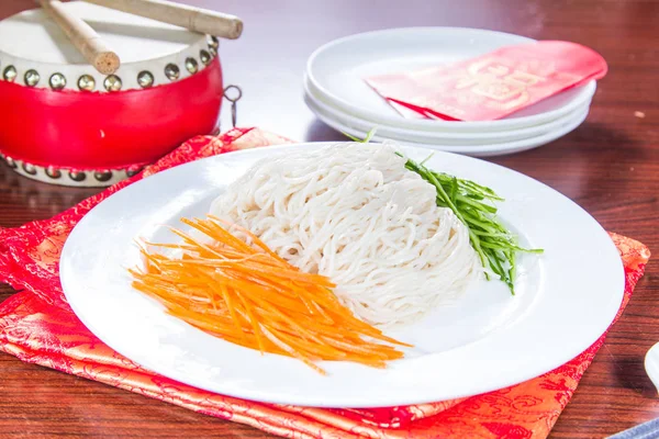 Plate Noodles Table Closeup —  Fotos de Stock
