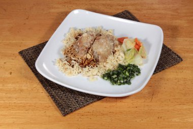  plate of noodles on table, closeup