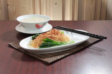 close up of noodles dish 