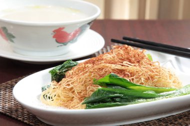 close up of noodles dish 