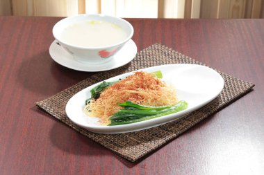 close up of noodles dish 