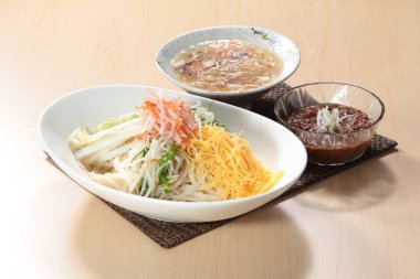  plate of noodles on table, closeup