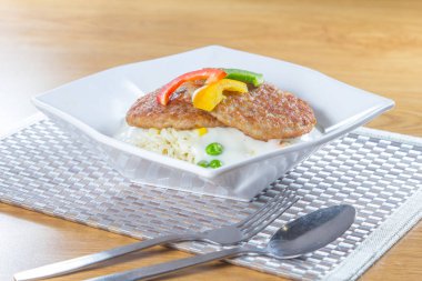  plate of noodles on table, closeup
