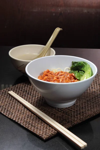 Plate Noodles Table Closeup — Fotografia de Stock