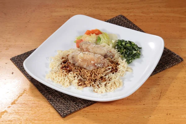 Plate Noodles Table Closeup — Stockfoto