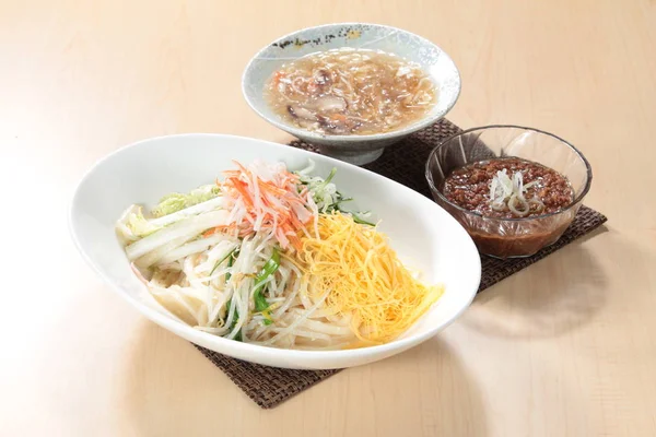 close up of noodles dish 