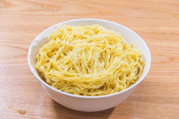Plate Noodles Table Closeup — Fotografia de Stock