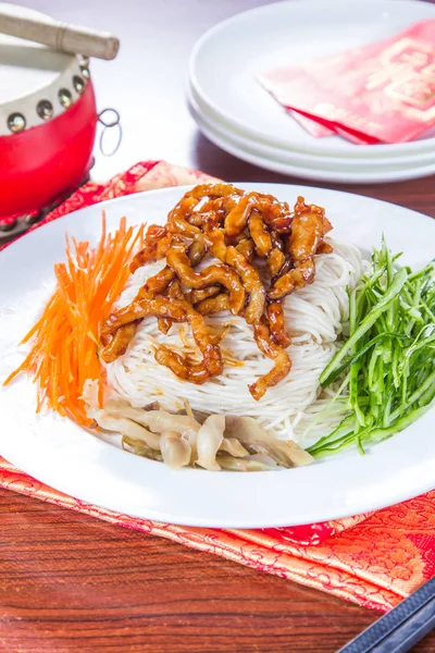 Plate Noodles Table Closeup — Photo