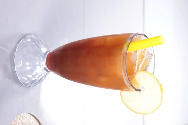Glass Water Lemon Juice — Stok Foto