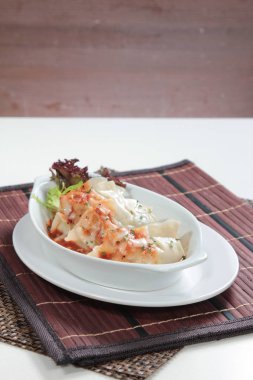 closeup of chinese dumplings 