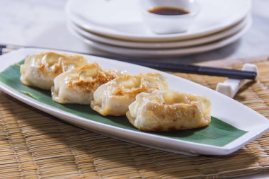 closeup of chinese dumplings 