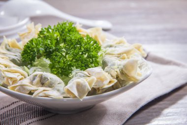 closeup of chinese dumplings 