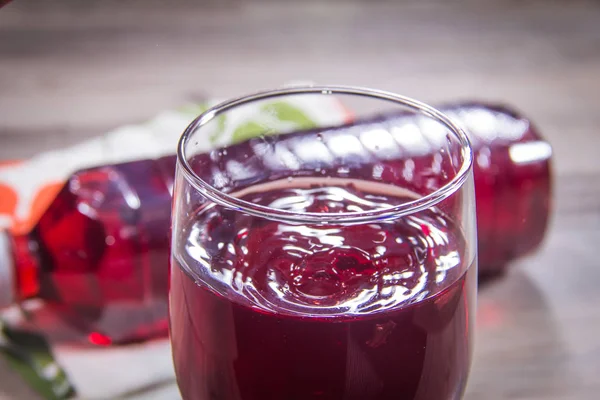 Glass Red Wine Fresh Berries Wooden Background — Stockfoto