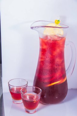 fresh red tea with ice and mint