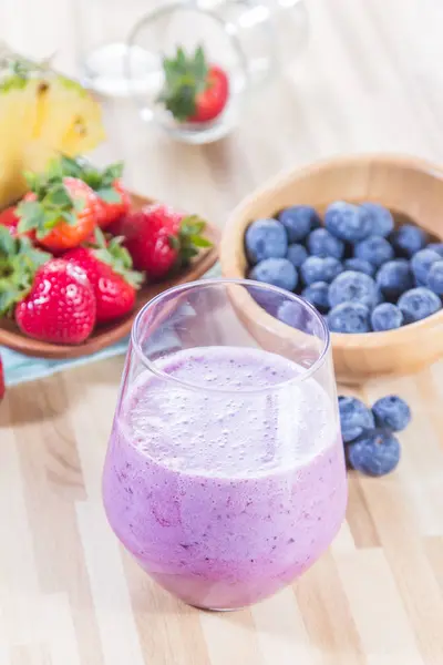 Healthy Breakfast Smoothie Berries Wooden Background — Stock Photo, Image