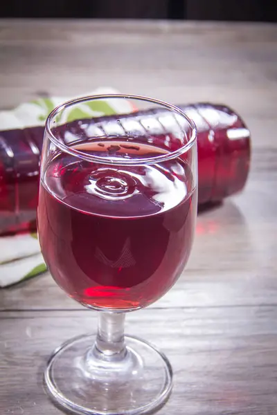 Glass Red Drink Berries Background — Stock Photo, Image