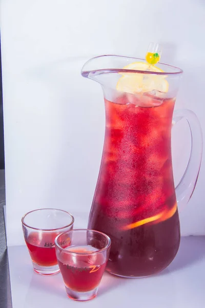 Glass Fresh Red Lemonade White Background — Stock Photo, Image