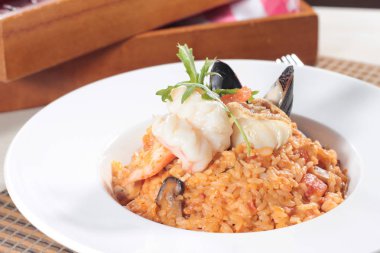 Risotto 'nun mutfak fotoğrafı.